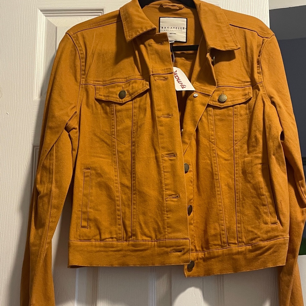 Bagatelle Women's Jean Jacket in Vibrant Marigold